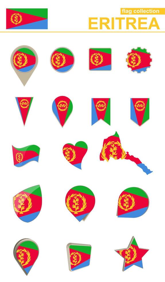 Eritrea Flag Collection. Big set for design. vector