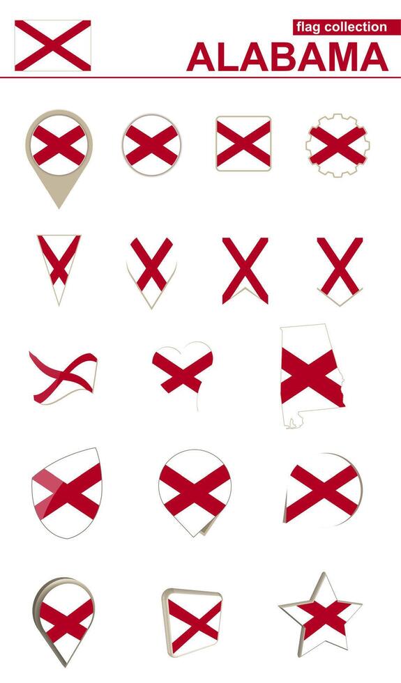 Alabama Flag Collection. Big set for design. vector