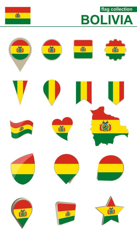 Bolivia Flag Collection. Big set for design. vector