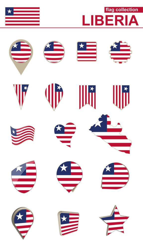 Liberia Flag Collection. Big set for design. vector