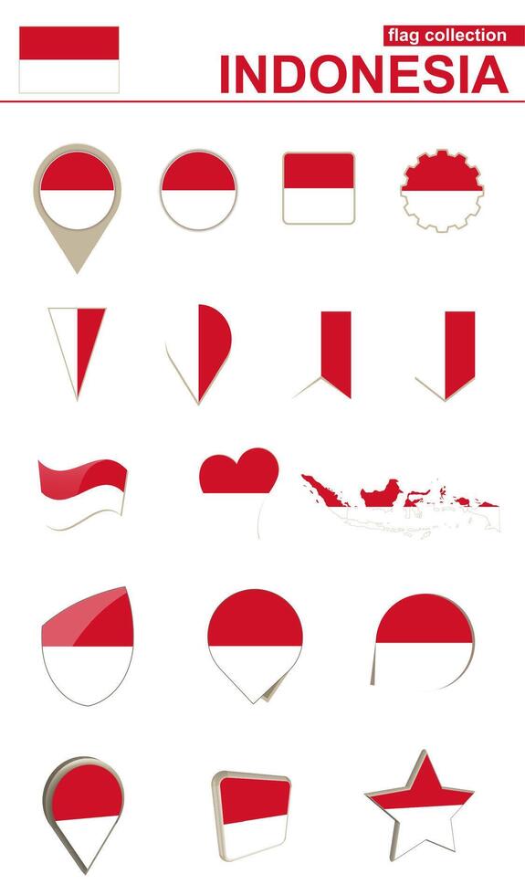 Indonesia Flag Collection. Big set for design. vector