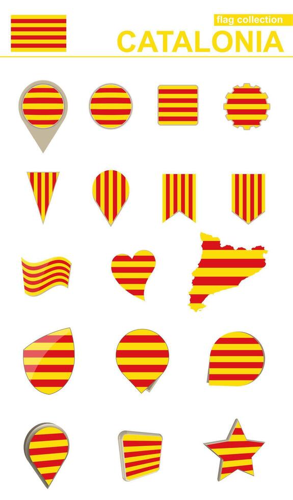 Catalonia Flag Collection. Big set for design. vector