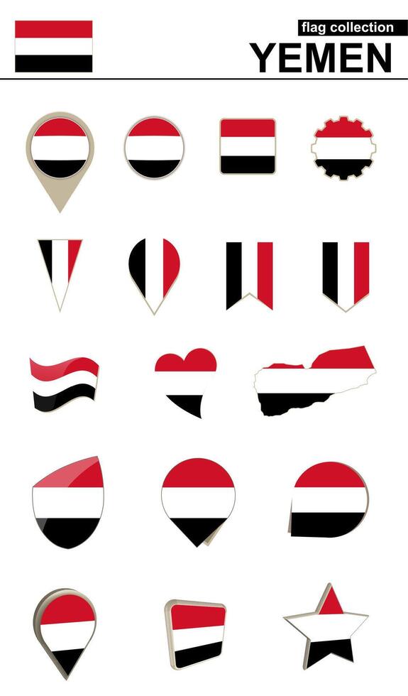 Yemen Flag Collection. Big set for design. vector