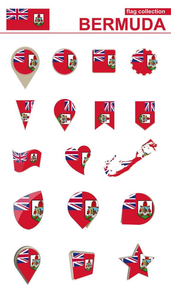 Bermuda Flag Collection. Big set for design. vector