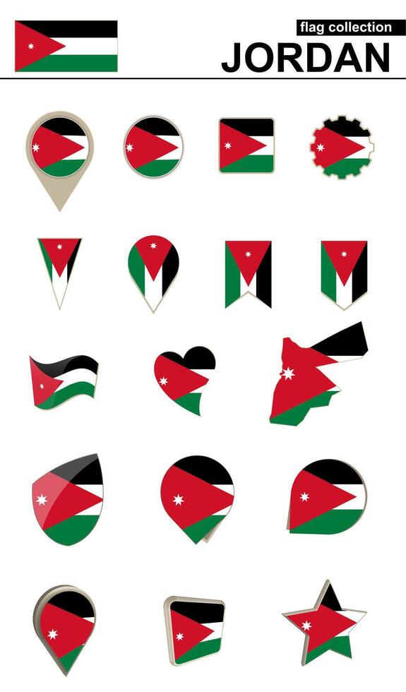 Jordan Flag Collection. Big set for design. vector