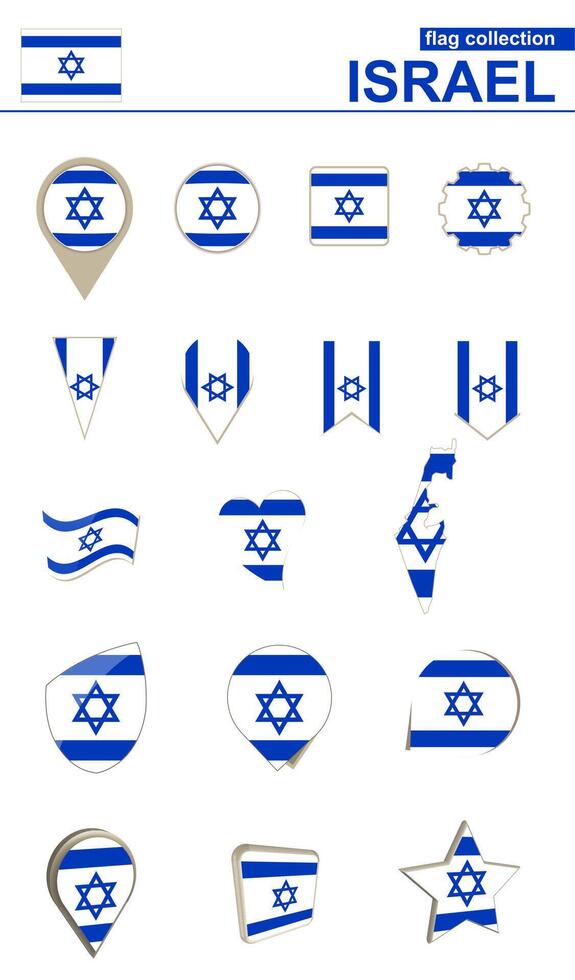 Israel Flag Collection. Big set for design. vector