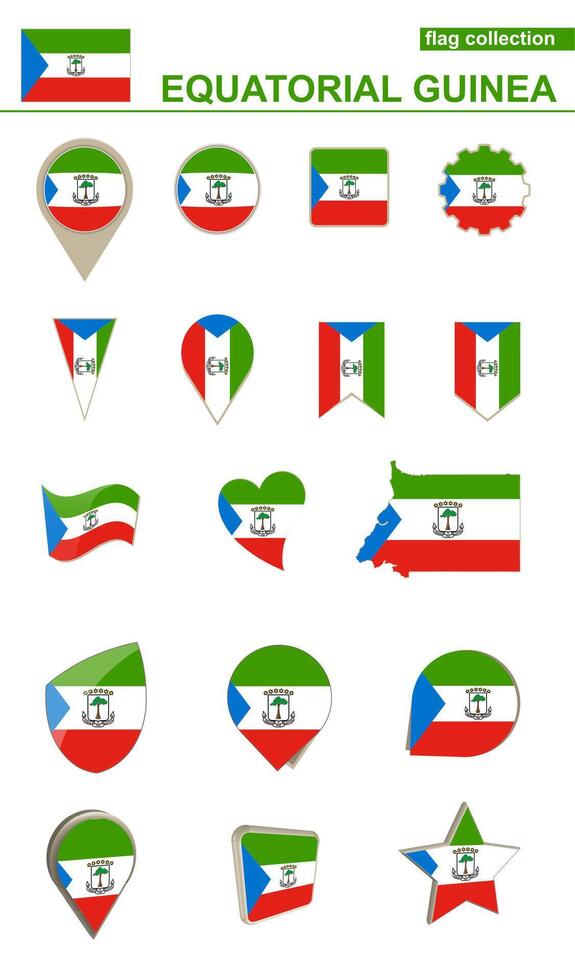 Equatorial Guinea Flag Collection. Big set for design. vector
