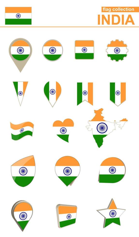 India Flag Collection. Big set for design. vector