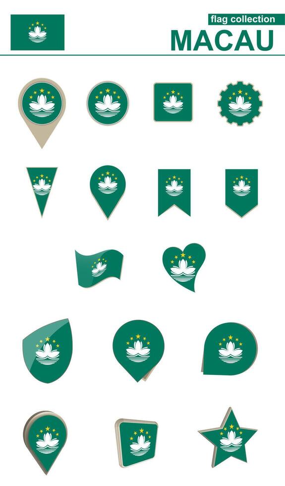 Macau Flag Collection. Big set for design. vector
