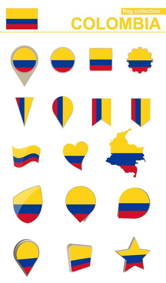 Colombia Flag Collection. Big set for design. vector