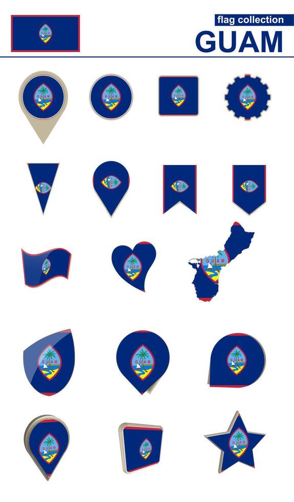 Guam Flag Collection. Big set for design. vector