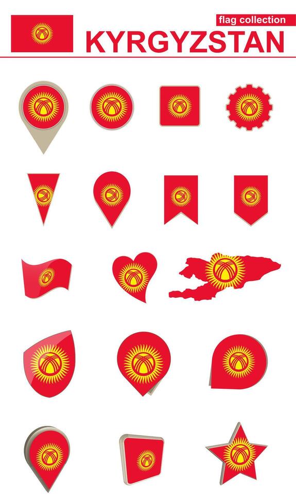 Kyrgyzstan Flag Collection. Big set for design. vector