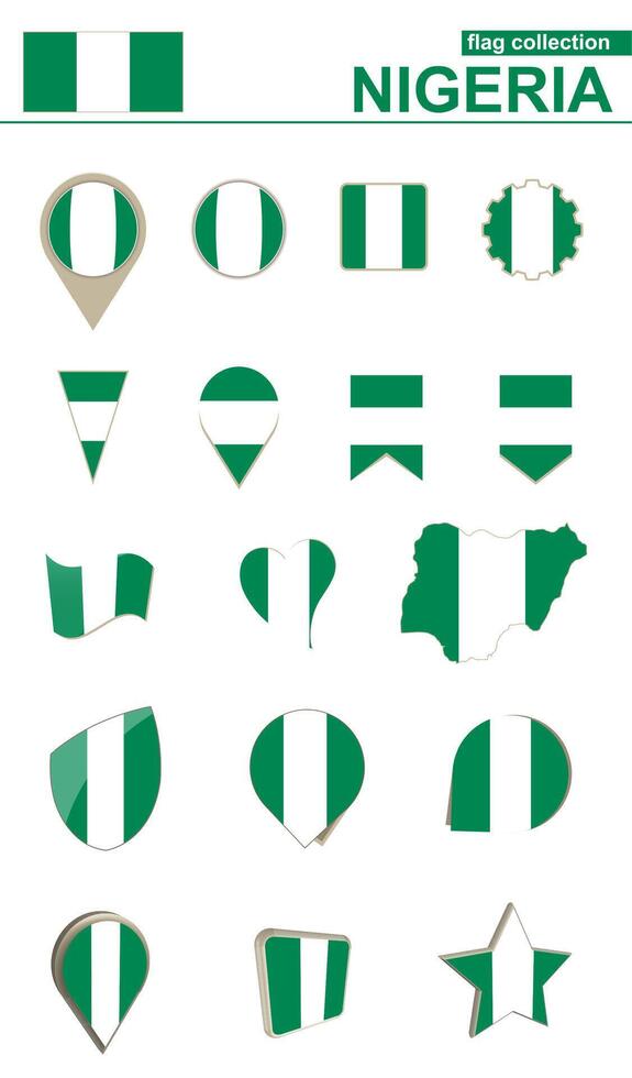 Nigeria Flag Collection. Big set for design. vector