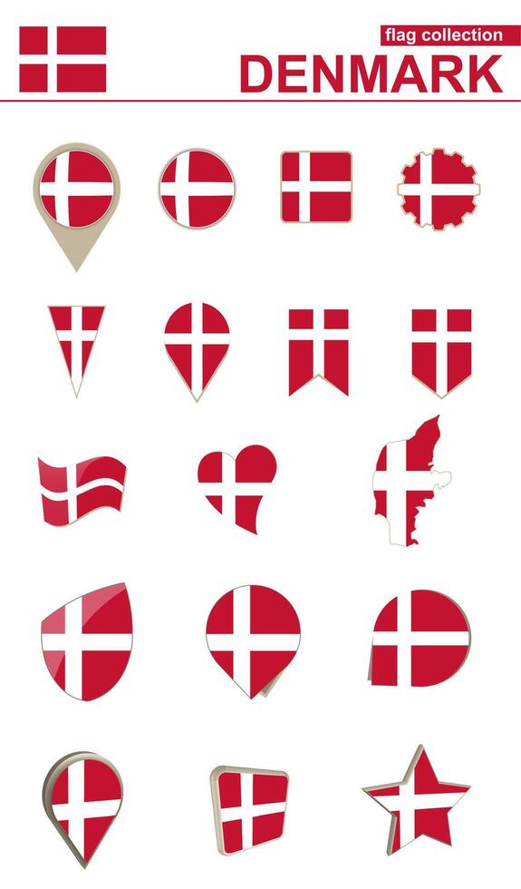 Denmark Flag Collection. Big set for design. vector