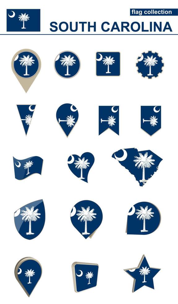 South Carolina Flag Collection. Big set for design. vector