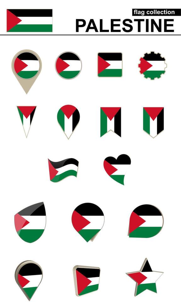 Palestine Flag Collection. Big set for design. vector