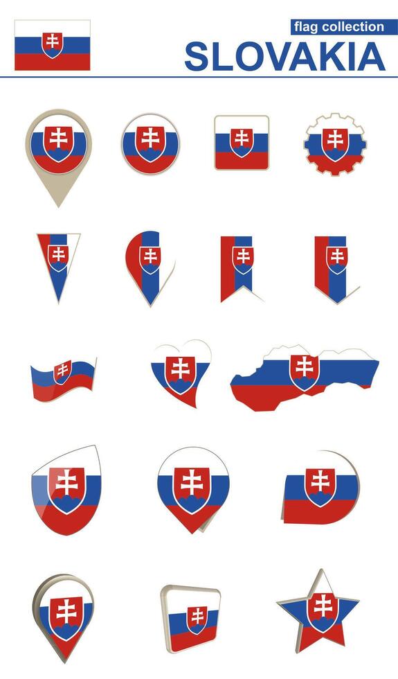 Slovakia Flag Collection. Big set for design. vector