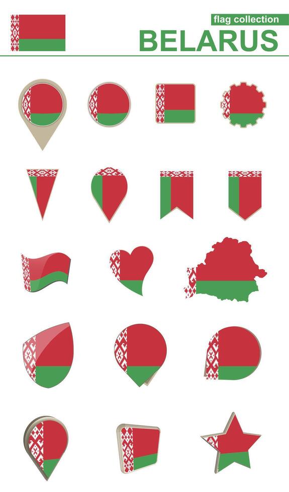 Belarus Flag Collection. Big set for design. vector