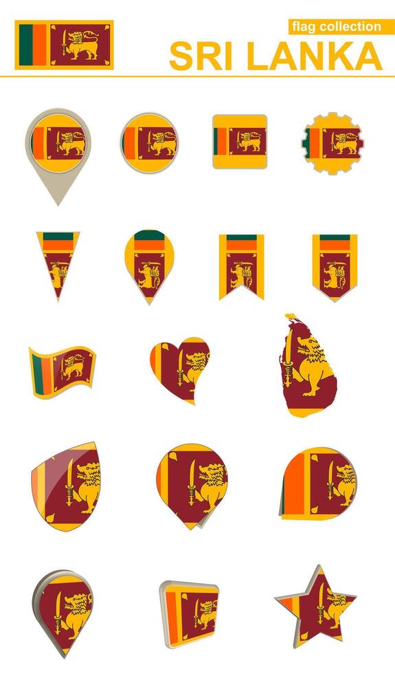 Sri Lanka Flag Collection. Big set for design. vector