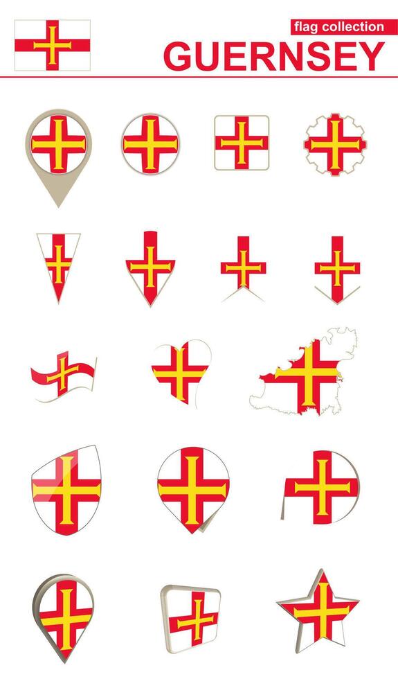 Guernsey Flag Collection. Big set for design. vector