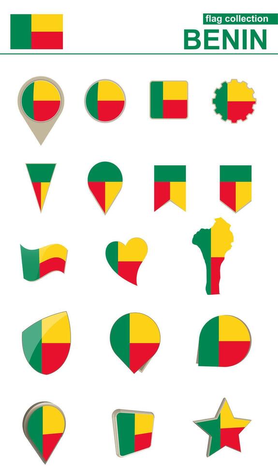 Benin Flag Collection. Big set for design. vector