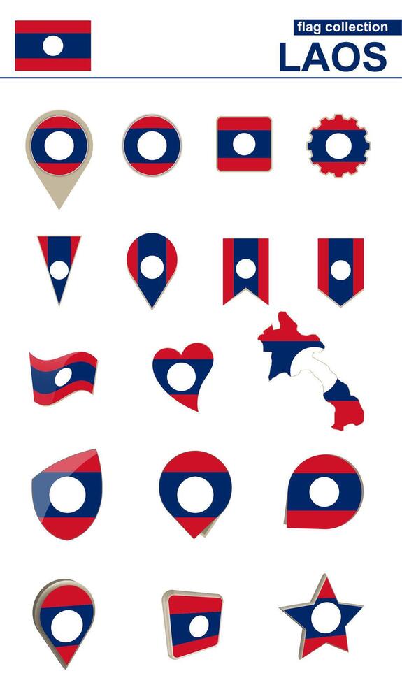Laos Flag Collection. Big set for design. vector
