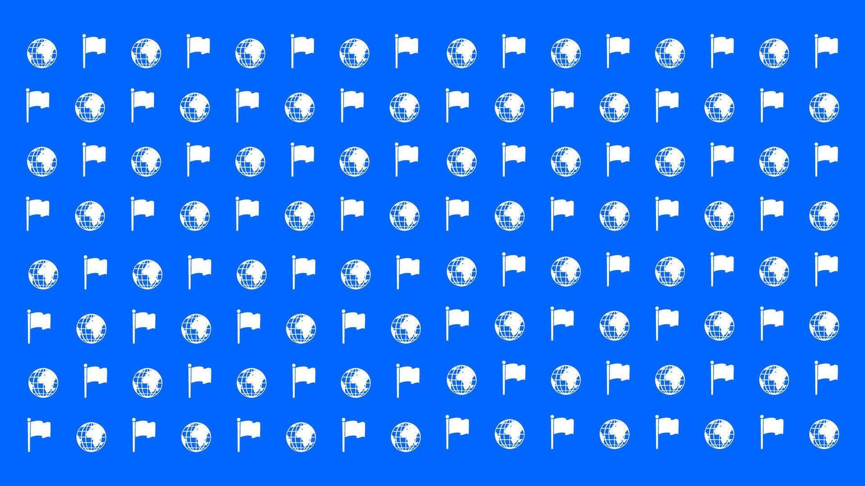 world globe and white flag pattern. flag icon and globe icon pattern on blue background. vector