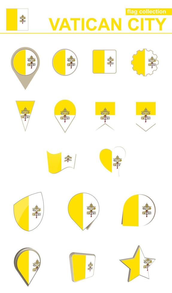 Vatican City Flag Collection. Big set for design. vector