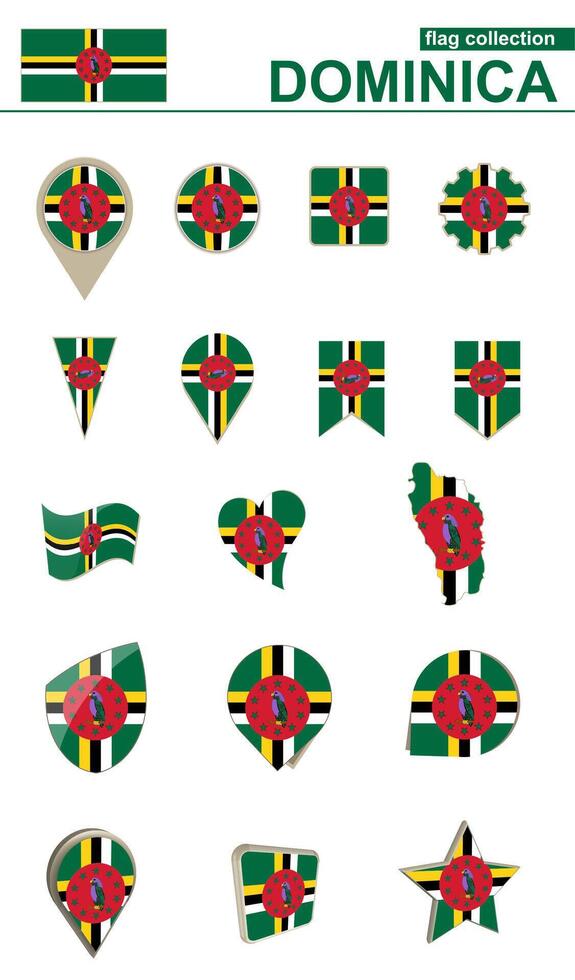 Dominica Flag Collection. Big set for design. vector
