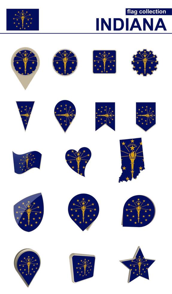 Indiana Flag Collection. Big set for design. vector