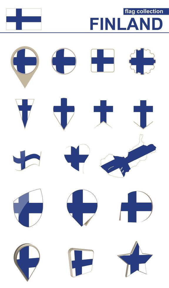 Finland Flag Collection. Big set for design. vector