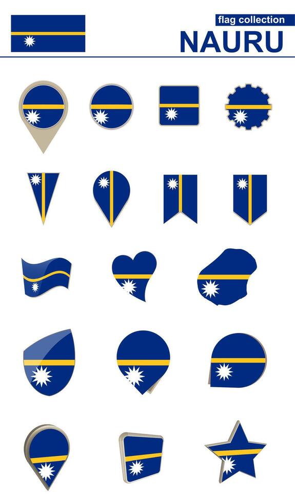 Nauru Flag Collection. Big set for design. vector