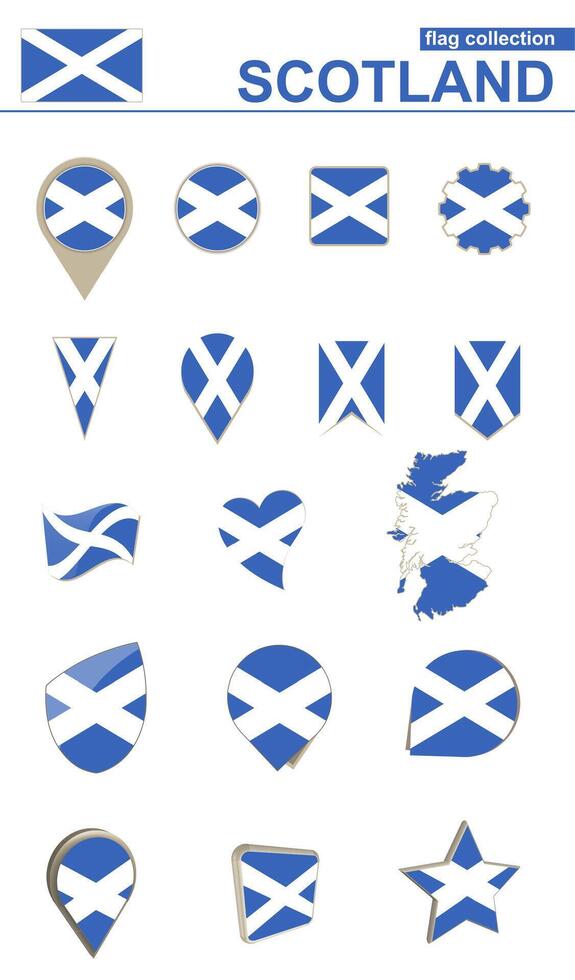 Scotland Flag Collection. Big set for design. vector