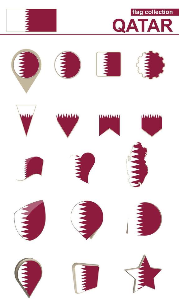 Qatar Flag Collection. Big set for design. vector