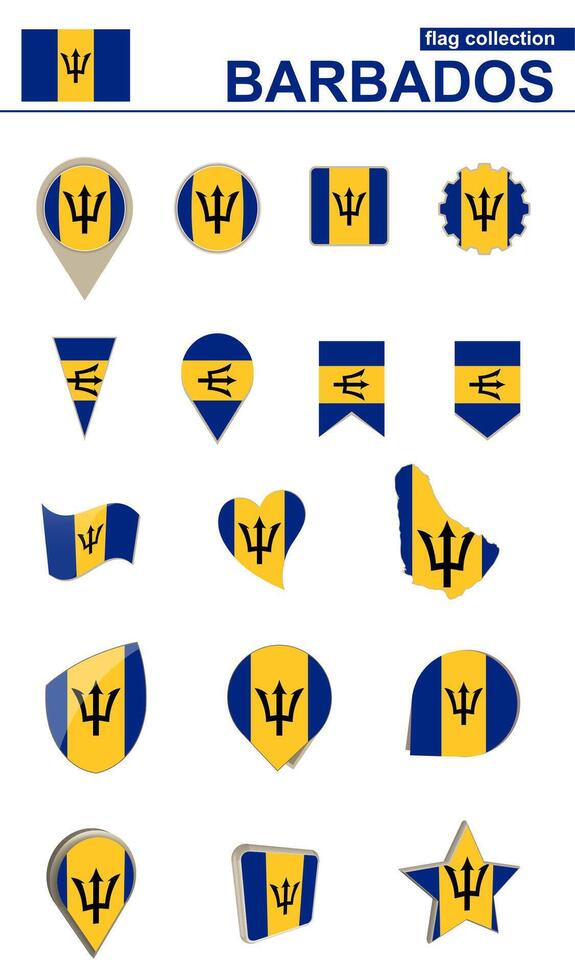 Barbados Flag Collection. Big set for design. vector