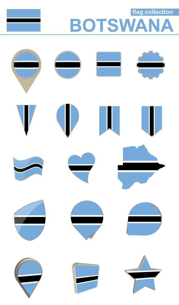 Botswana Flag Collection. Big set for design. vector