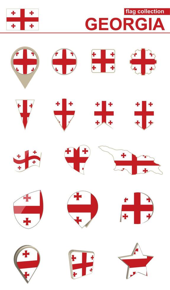 Georgia Flag Collection. Big set for design. vector