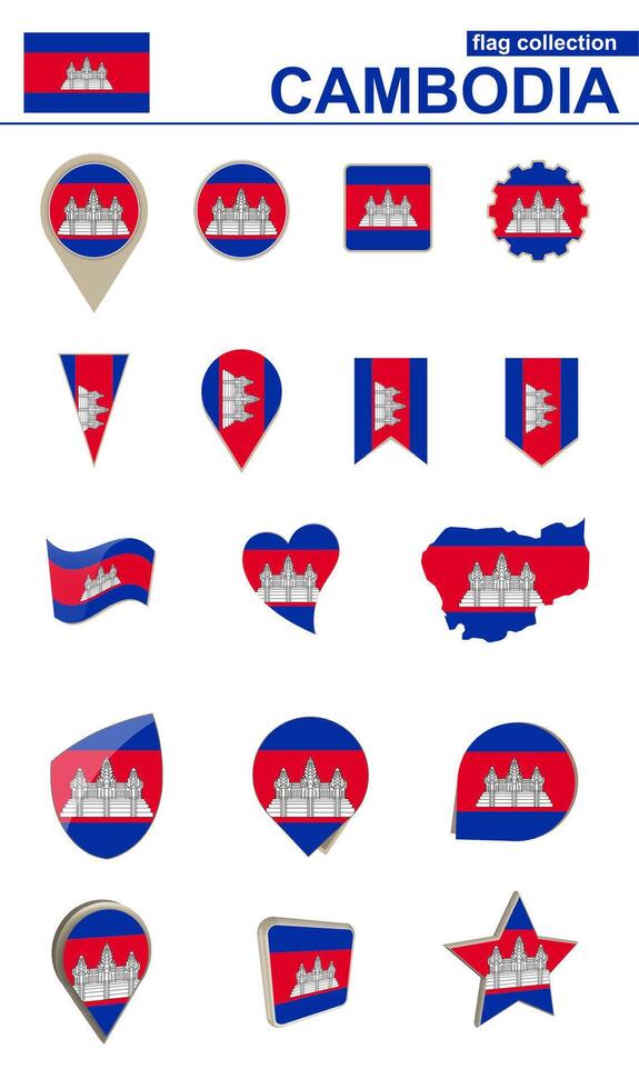 Cambodia Flag Collection. Big set for design. vector