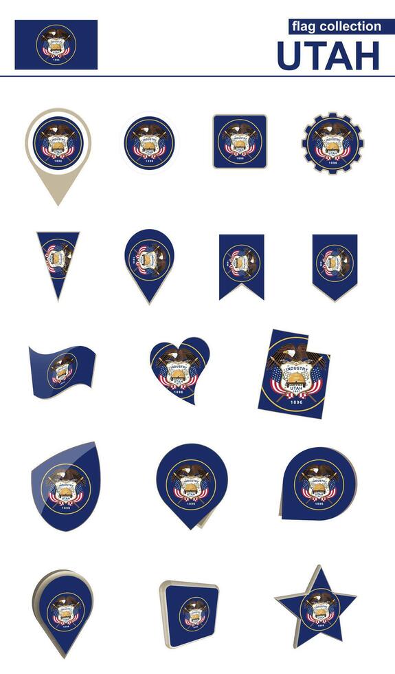 Utah Flag Collection. Big set for design. vector