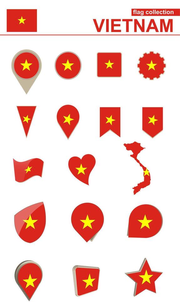 Vietnam Flag Collection. Big set for design. vector