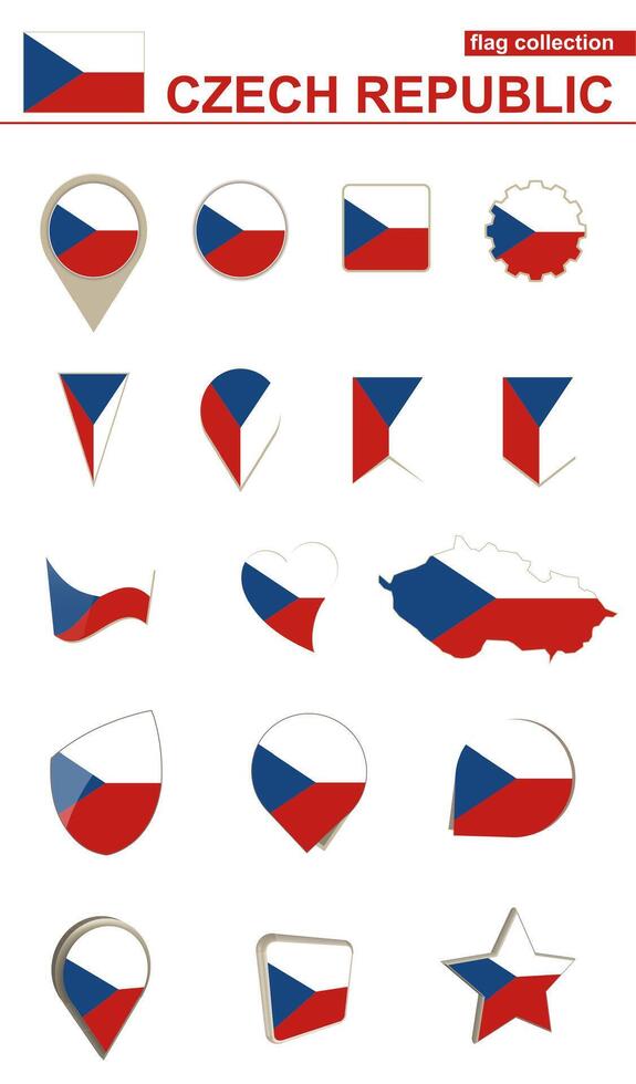 Czech Republic Flag Collection. Big set for design. vector