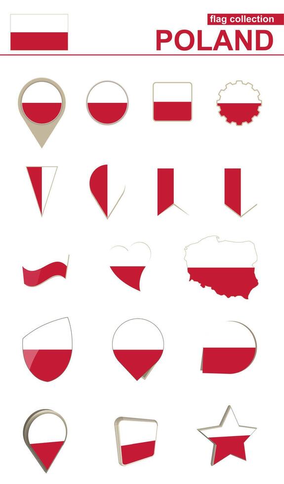 Poland Flag Collection. Big set for design. vector