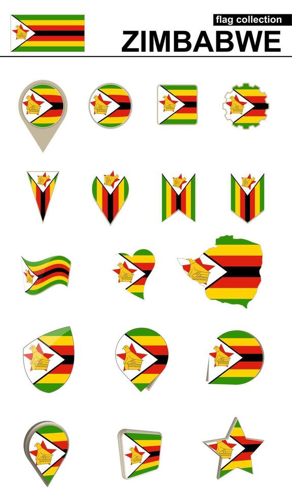 Zimbabwe Flag Collection. Big set for design. vector