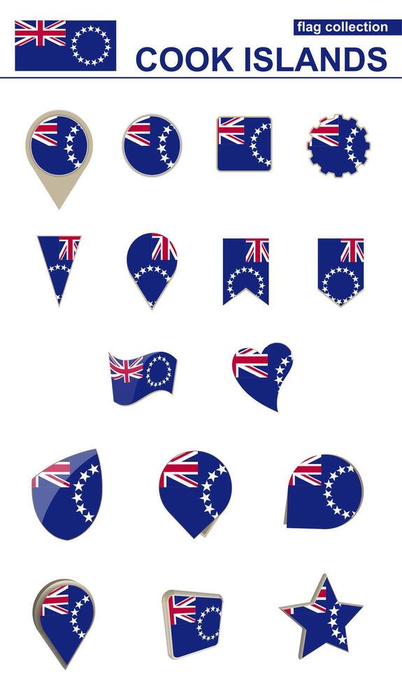 Cook Islands Flag Collection. Big set for design. vector
