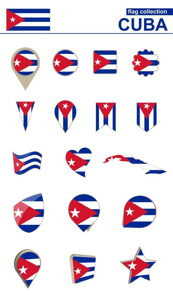 Cuba Flag Collection. Big set for design. vector