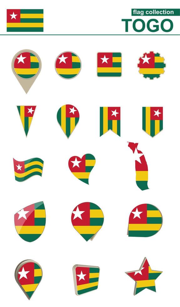 Togo Flag Collection. Big set for design. vector