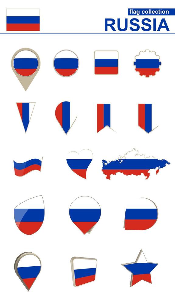 Russia Flag Collection. Big set for design. vector