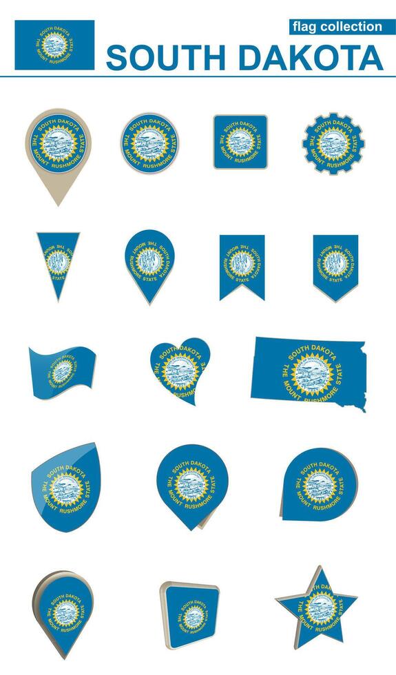 South Dakota Flag Collection. Big set for design. vector