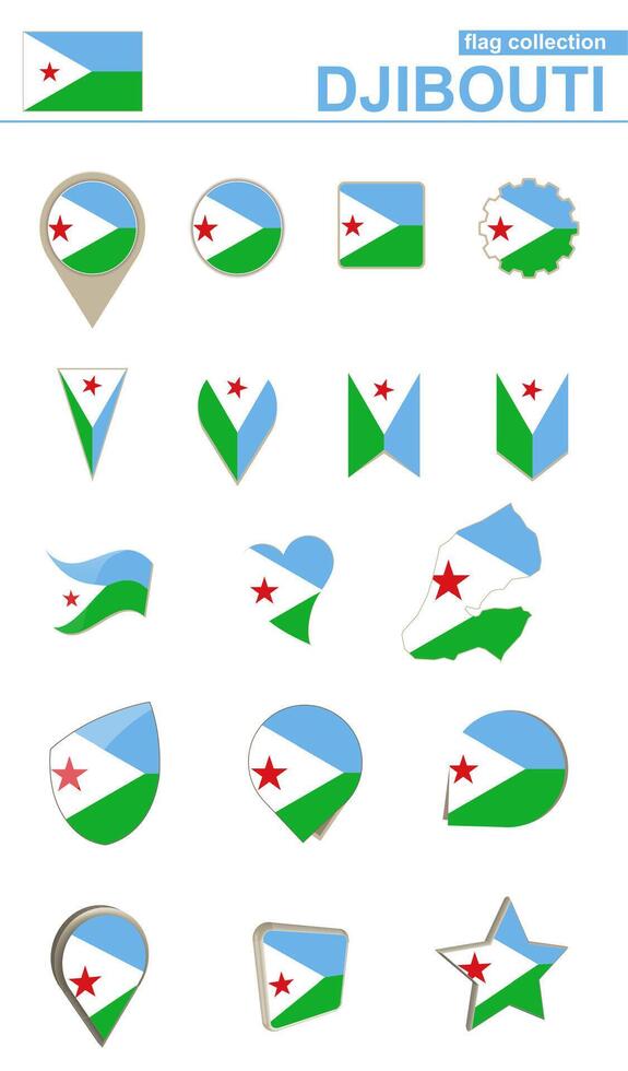 Djibouti Flag Collection. Big set for design. vector