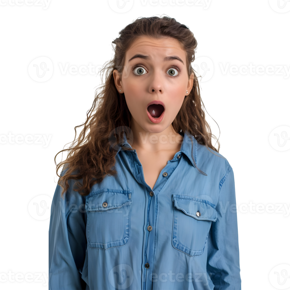 Shocked Girl Standing on Transparent Background png